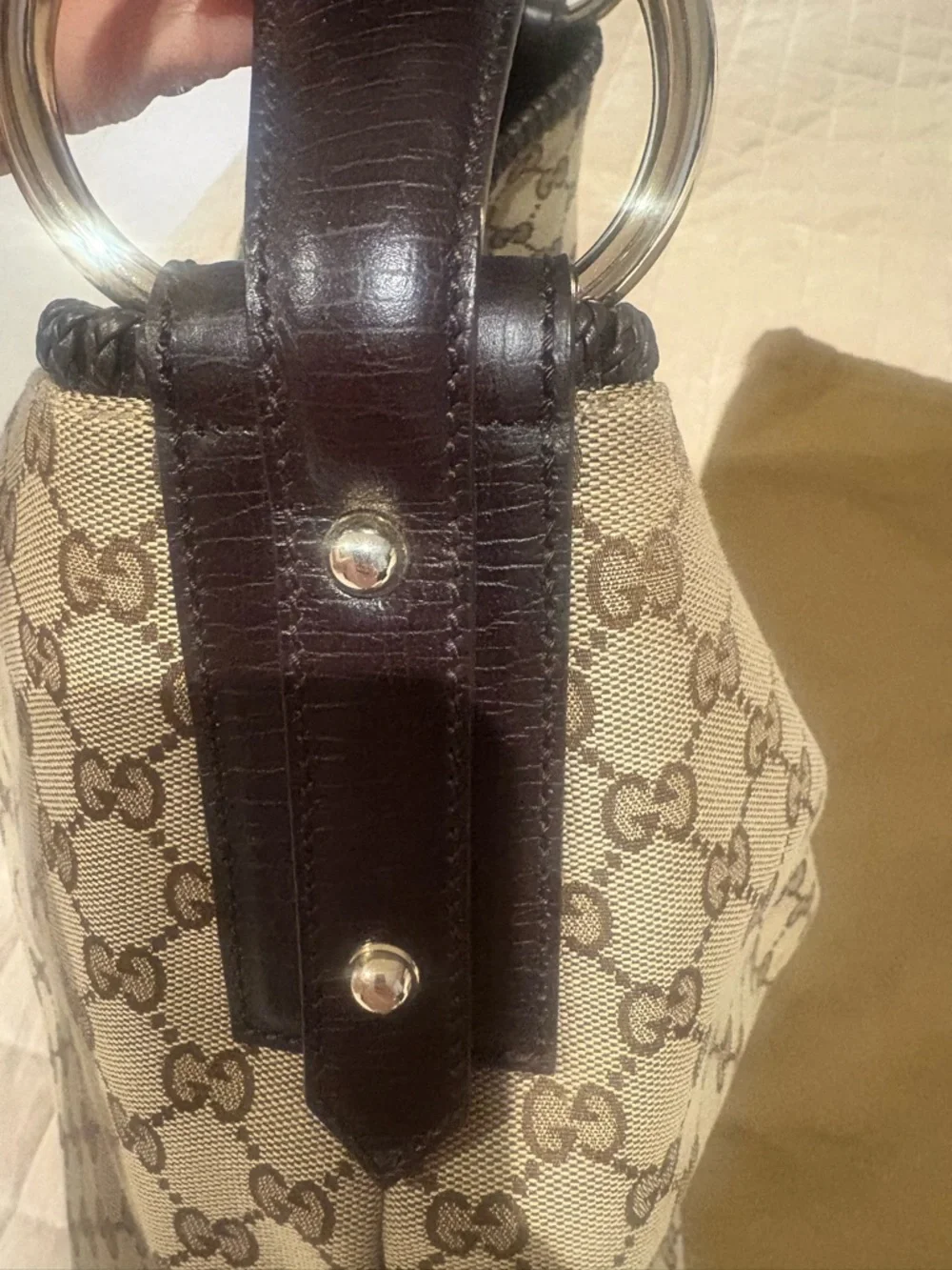 Gucci canvas hobo bag! Never worn.  Have original tag and receipt. - Picture 12 of 14